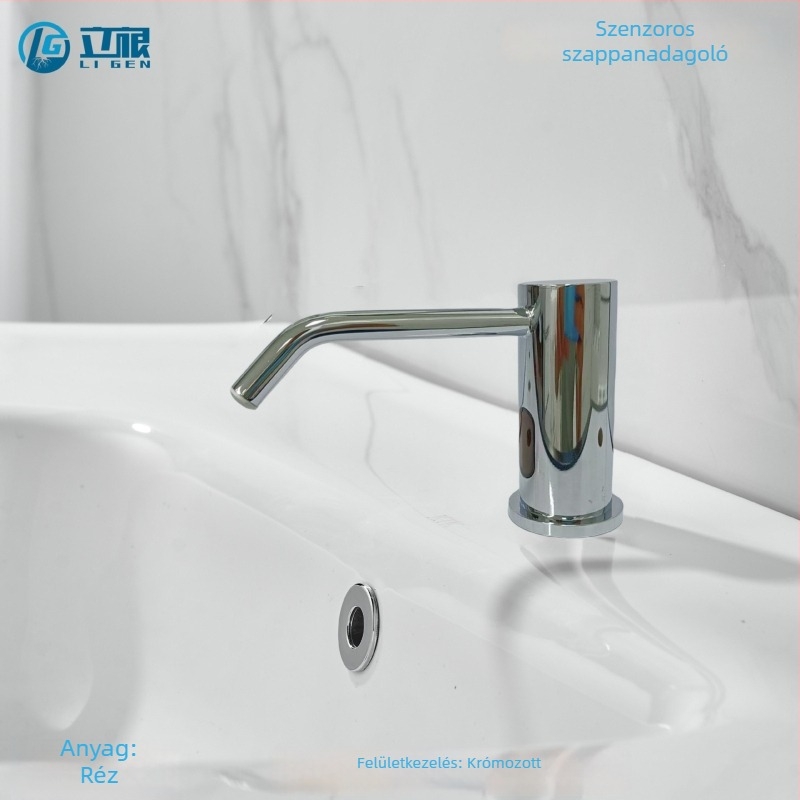 Mosdóhoz automata szenzoros szappanadagoló – infravörös szenzor, réz, elektroplakálás, modern minimalista stílus