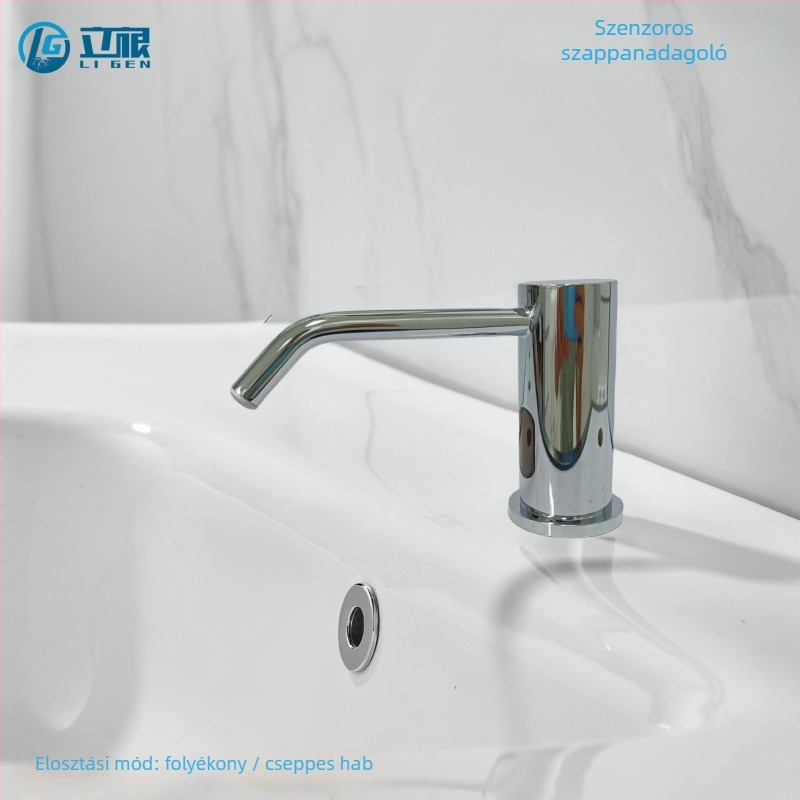 Mosdóhoz automata szenzoros szappanadagoló – infravörös szenzor, réz, elektroplakálás, modern minimalista stílus