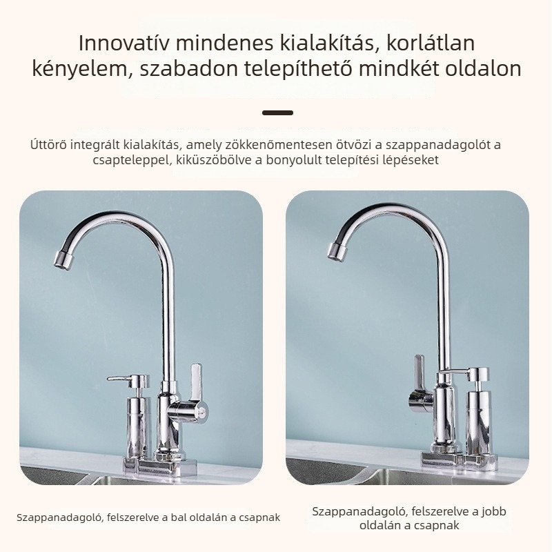 Többfunkciós integrált szappanadagoló csaptelep – ABS, elektroplatinálás, DTQJ márka, kézi működtetés