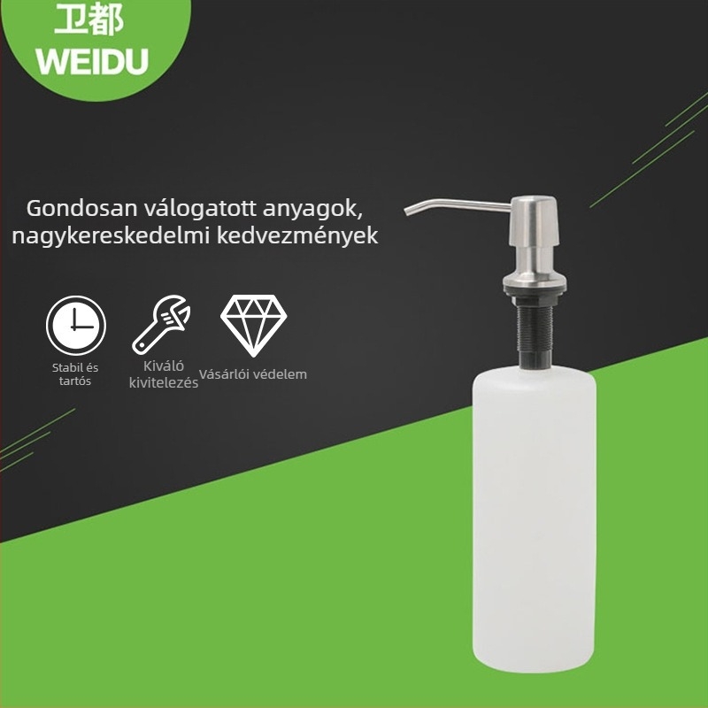 304 rozsdamentes acél sprayfejes szappanadagoló konyhai mosogatóhoz, kéziszappan üveghez való kiegészítő