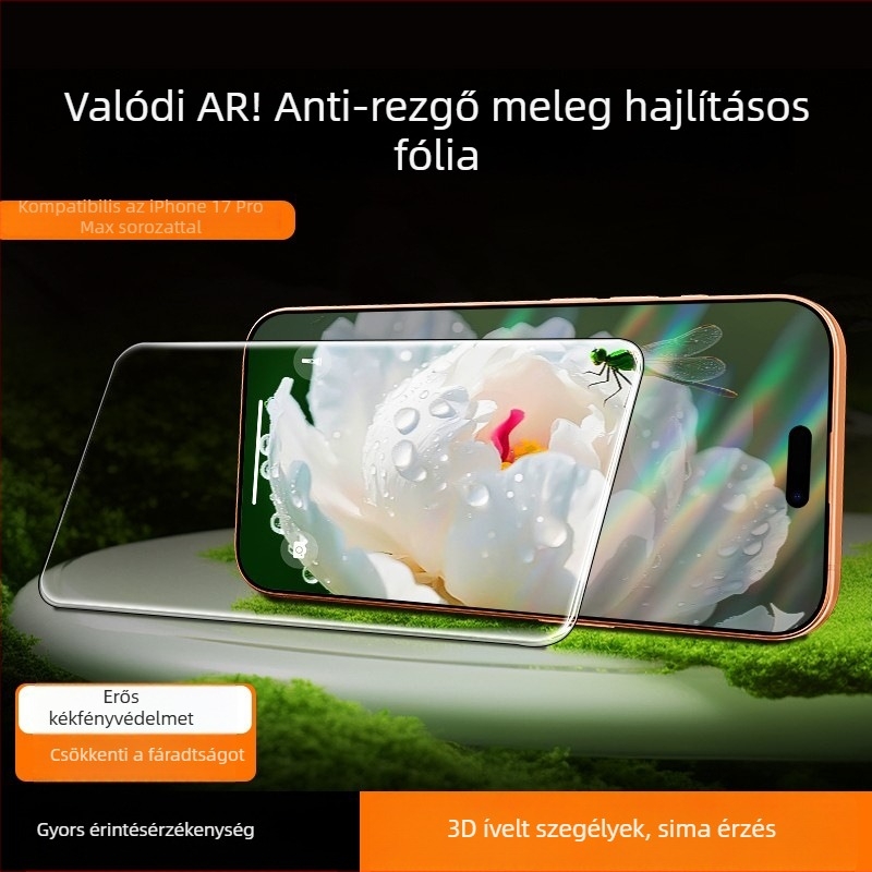 HBQ előtti képernyővédő fólia – magas minőségű alumínium üvegből, Anti-Reflex, HD, karcolásálló, teljes képernyő, iPhone 17 Pro Max-hoz