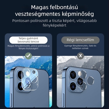 iPhone hátsó kamera védő — Márka YOT, Edzett üveg, Teljes lefedettség, Kompatibilis iPhone 12, 14, 13