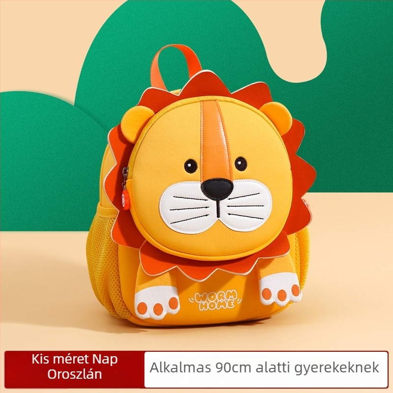 Állatmintás gyerek hátizsák 1–3 éveseknek — könnyű, lélegző, kopásálló, fényvisszaverő (Anyag: diving cloth; Belső: poliészter; Pántok: görbült vállpántok)