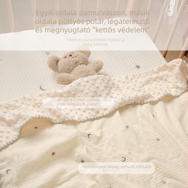 Pamut plüss babatakaró csecsemőknek és gyerekeknek, babakocsi takaró