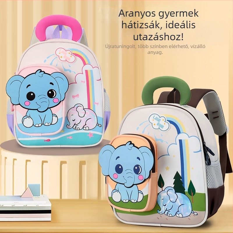 Állatos mintás gyerek hátizsák 3–6 éveseknek, könnyű, uniszex, nylon anyag, lélegző vállpántok légpárnás rendszerrel, óvodai használatra