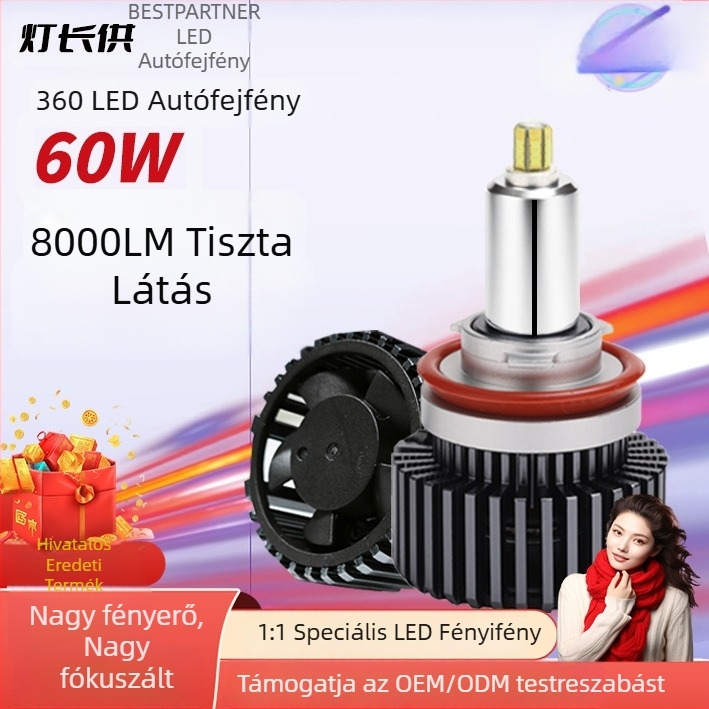 Autó LED fényszóró X10 (60W páranként, 12V, IP68, 8000 lm, 50 000 óra)