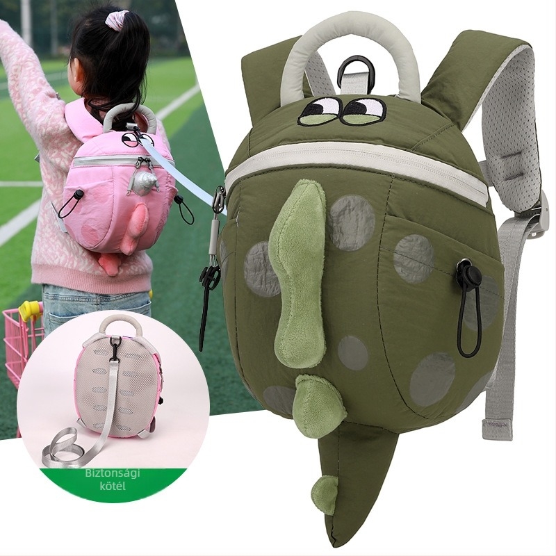 Óvodai dinoszaurusz mintás hátizsák, uniszex, Oxford anyagból, lélegző és antibakteriális, belső nylon bélés, ívelt vállpántok, 3–6 éveseknek