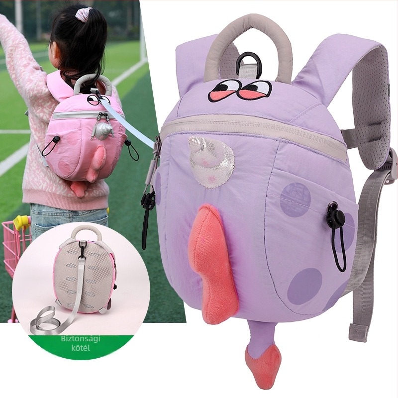 Óvodai dinoszaurusz mintás hátizsák, uniszex, Oxford anyagból, lélegző és antibakteriális, belső nylon bélés, ívelt vállpántok, 3–6 éveseknek