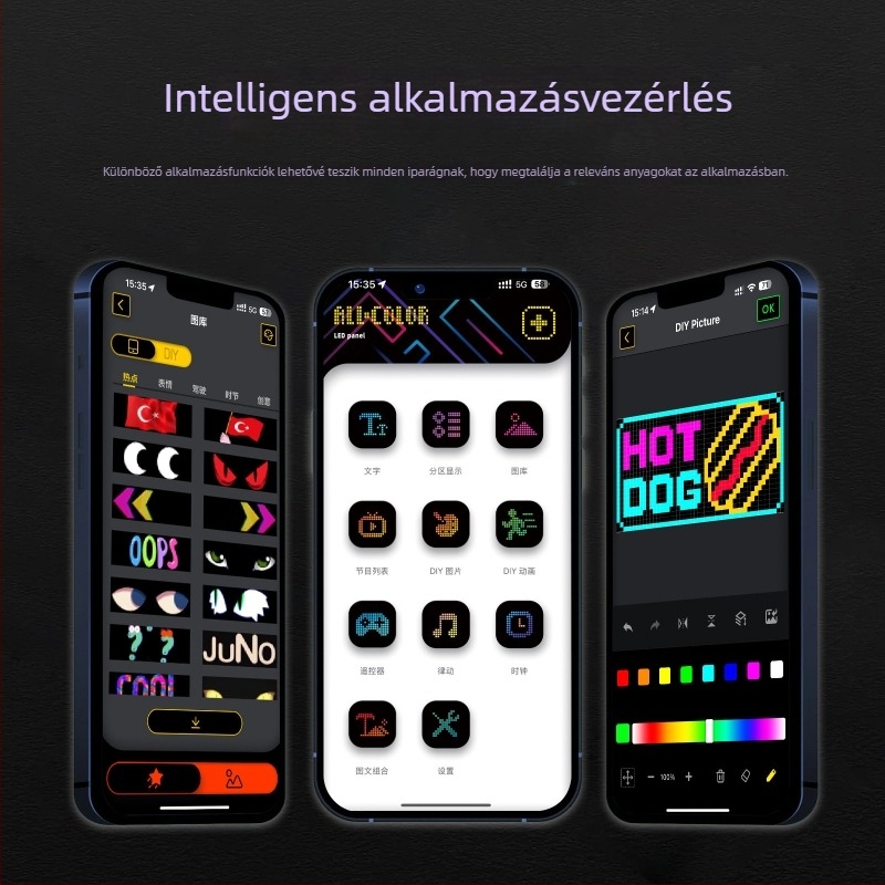 LED rugalmas autó kijelző APP Bluetooth reklámképernyő, teljes színű, intelligens autó matrica, PC ház, LED HD rugalmas panel, 32-es sorozat, 10W, 5V, 2A, ajtóhoz ragasztott telepítés
