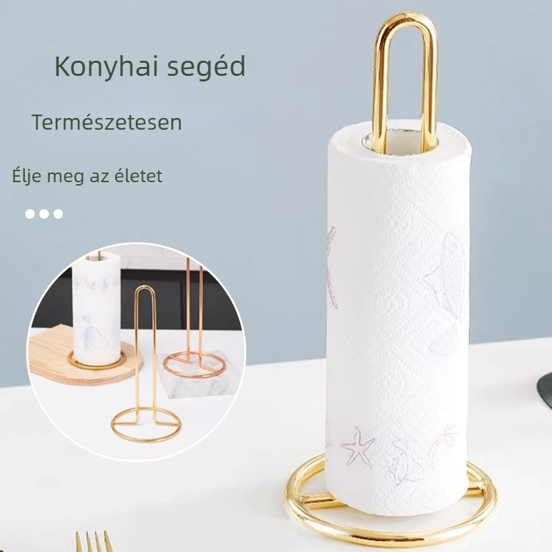 kovácsoltvas függőleges papírtörlő tartó, kör alakú dizájn, Fushengda márka, elektroplatolt felület