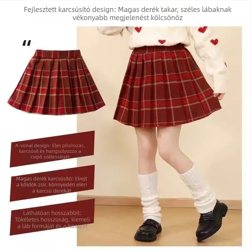 Lányoknak készült kockás pliszírozott szoknya ősz 2025