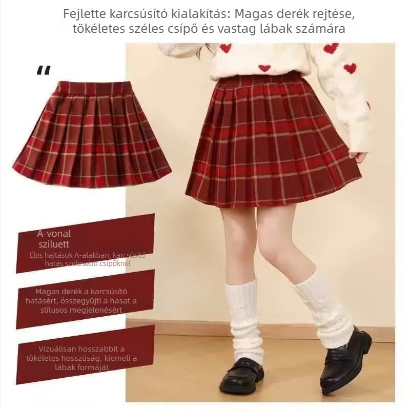 Lányoknak készült kockás pliszírozott szoknya ősz 2025