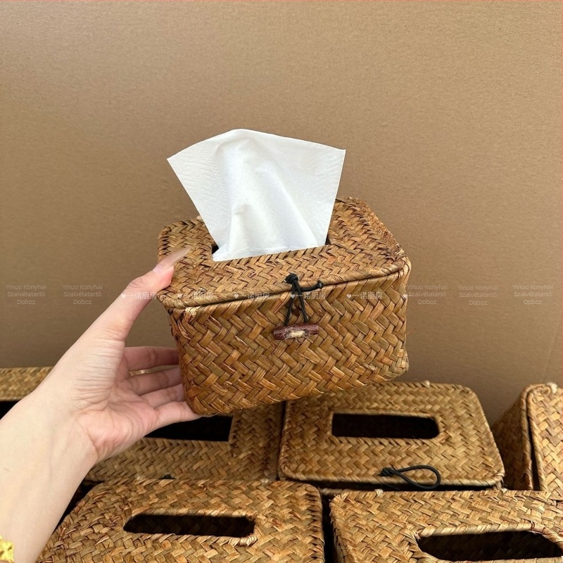 Rattan fonású papírzsebkendőtartó, modell SL, vízálló, kompatibilis a levehető papírzsebkendőkkel