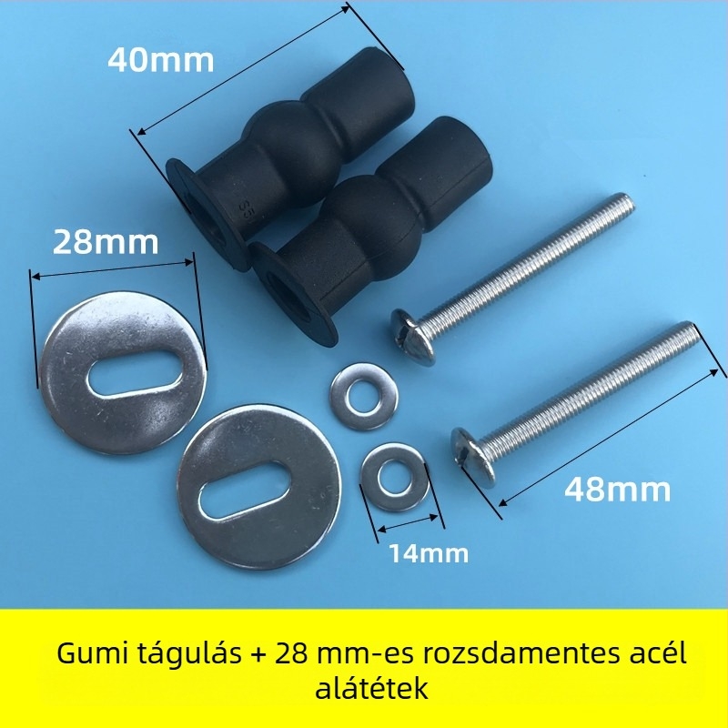 28 rozsdamentes acél gumírozott WC-fedél, felső montázsú expansiós csavarok, univerzális csavarok okos WC-hez