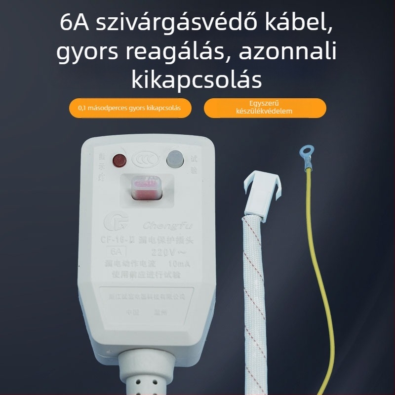 6A-os dugaszoló kábel vízmelegítőhöz és intelligens WC-ülőkéhez, 220-240V, 3C tanúsítva