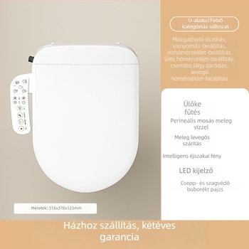 Többcélú intelligens WC-ülőke elektromos fűtéssel, mosással, szárítással, habos tisztítással és automatikus fedélnyitással.