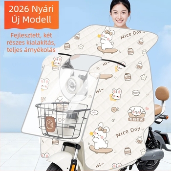 Áttetsző szélvédő burkolat elektromos kerékpárhoz — napvédelem és szél elleni védelem