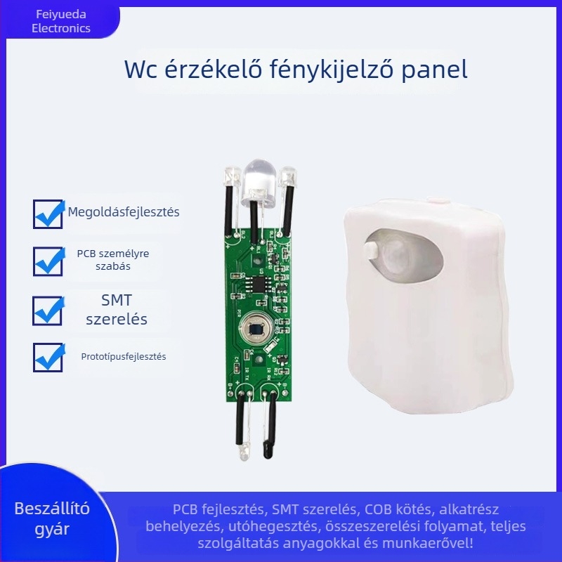 Feiyueda FYD-1501 intelligens WC-fedél világításvezérlő főpanel LED infravörös szenzorral, PCBA áramkör, kapacitás 5000