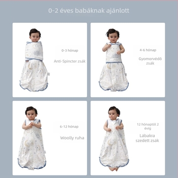 Vest-stílusú babahálózsák, tiszta pamutból, állatmintás, nejlon cipzárral, mosható