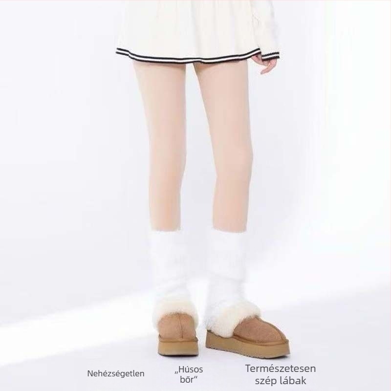 Nylon harisnya fleece béléssel, magas derekú haskontroll, vastag anyag, teljes hossz
