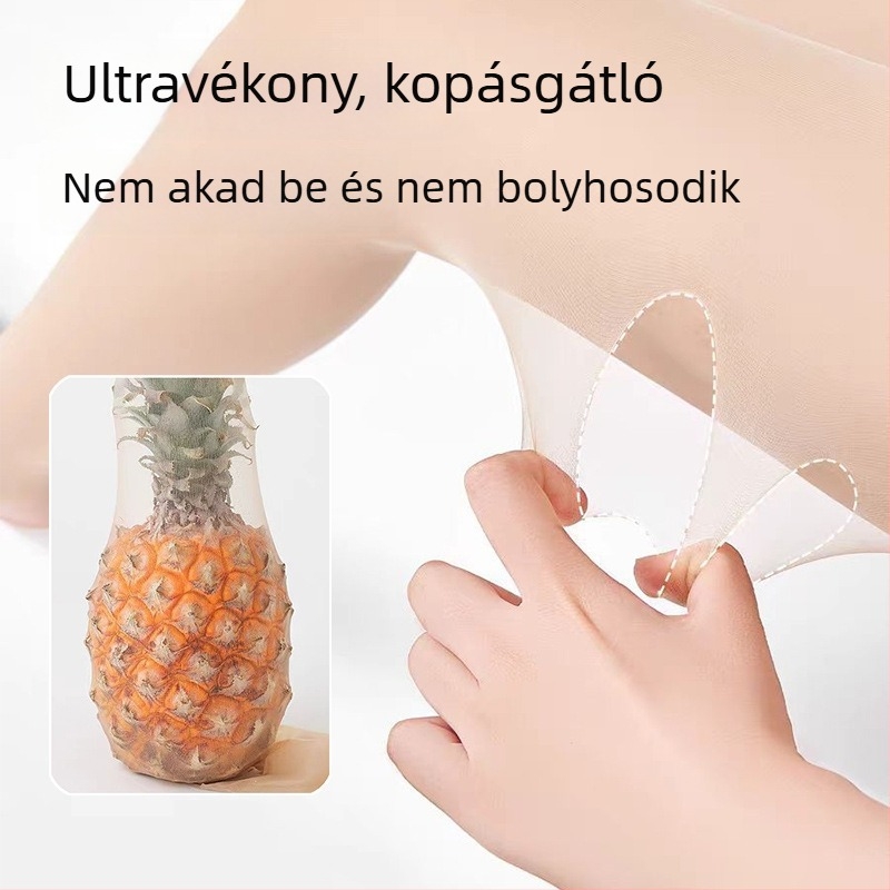 Női harisnyanadrág persikus fenékháttal, vékony tavasz-nyár, fekete átlátszó, nude megjelenés, anti-snag