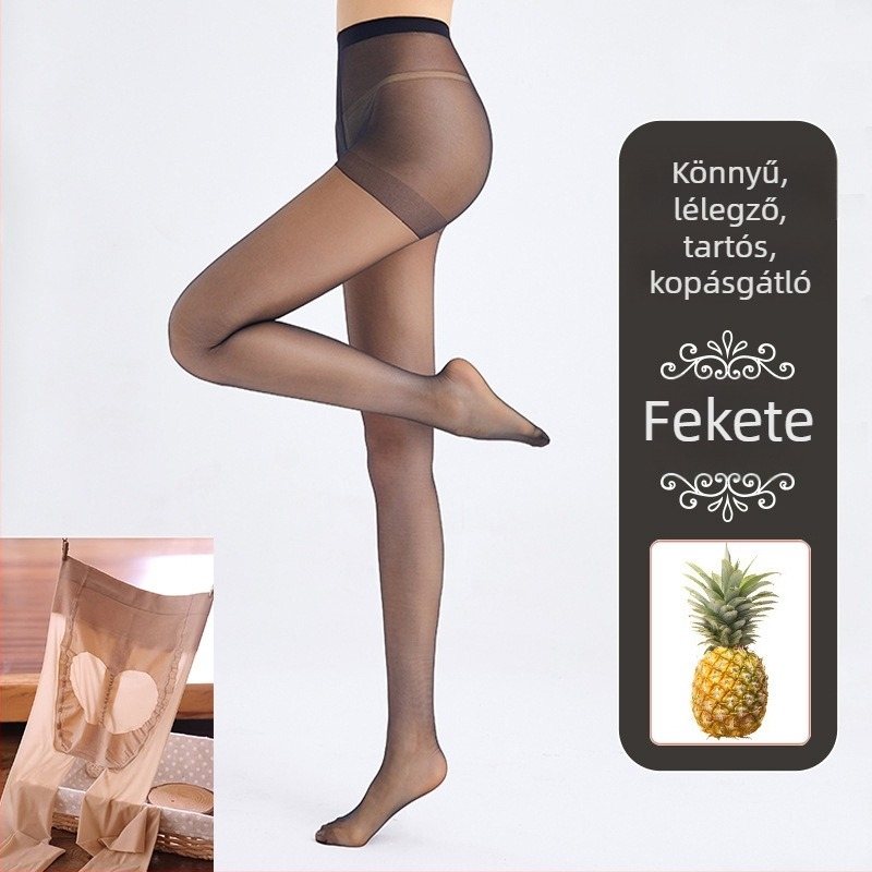 Női harisnyanadrág persikus fenékháttal, vékony tavasz-nyár, fekete átlátszó, nude megjelenés, anti-snag