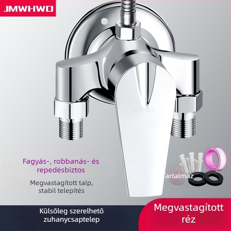 Réz zuhanykeverő, forró és hideg víz szabályozás, vízmelegítő, napenergia zuhany, falra szerelt csővezeték