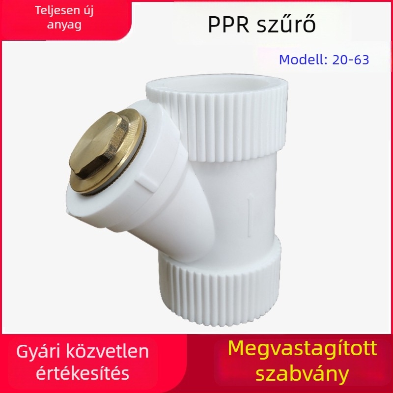 PPR szűrő, Y-típus, 1/2 hüvelyk és 3/4 hüvelyk vízcsövekhez, Modell 20-63, Nagyhatékonyságú szűrés.