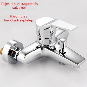 Falba épített zuhanycsaptelep réztesttel, háromcsapos kivitel, vastag kivitel, fagyálló meleg–hideg keverő a kádhoz