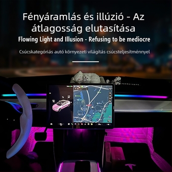 LED környezeti világításkészlet Tesla Model 3/Y számára – központi kezelőpanel és légkivezető, 12W, 24V, 2A, Anyag: TPE, Modell: One-for-two