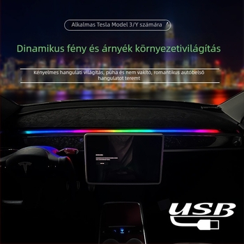 LED környezeti világításkészlet Tesla Model 3/Y számára – központi kezelőpanel és légkivezető, 12W, 24V, 2A, Anyag: TPE, Modell: One-for-two