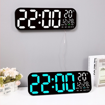 LED Digitális falióra hőmérővel, örökös naptárral és holdfázissal – 24 órás idő kijelzés