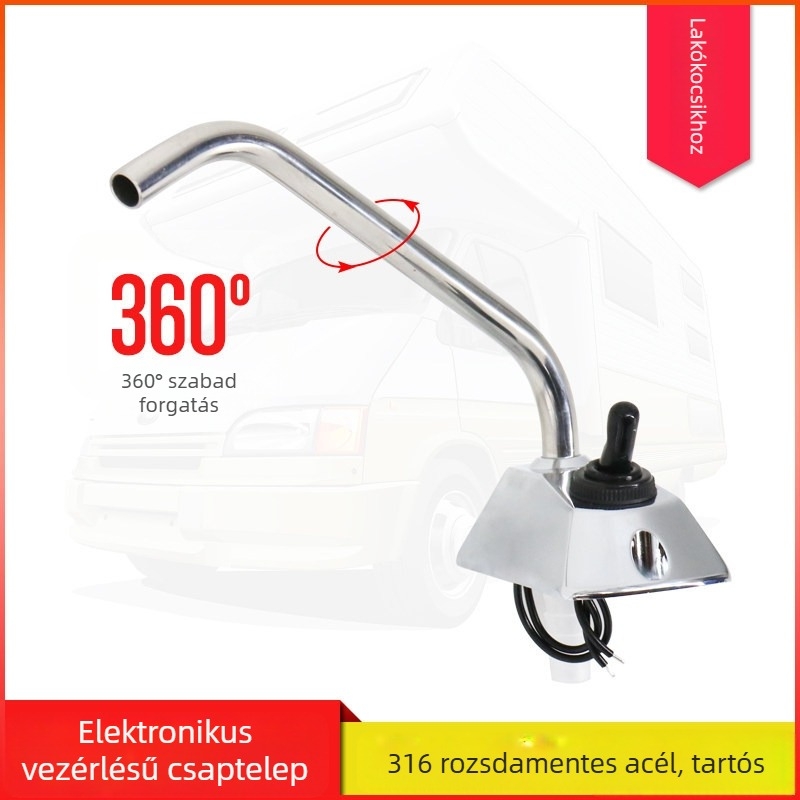 Elektronikus szabályzású RV vízcsap | Rozsdamentes acél | Alkalmas RV vízrendszerhez és tartályszivattyúhoz