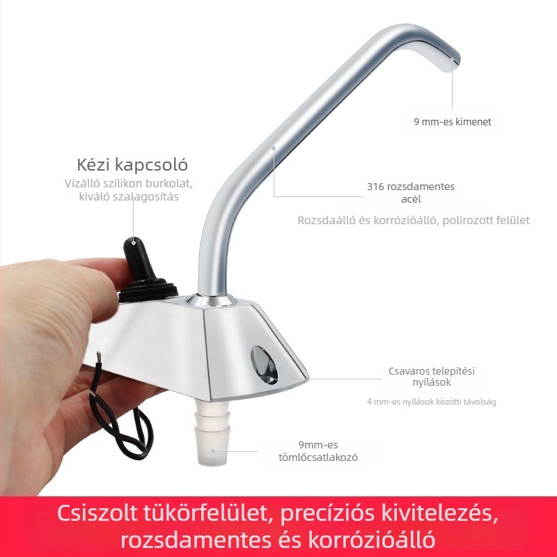 Elektronikus szabályzású RV vízcsap | Rozsdamentes acél | Alkalmas RV vízrendszerhez és tartályszivattyúhoz