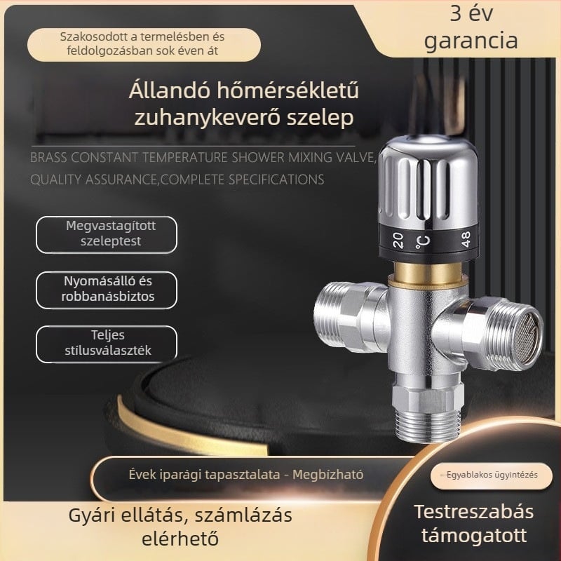 Krómozott háromutas termosztatikus zuhanykeverő