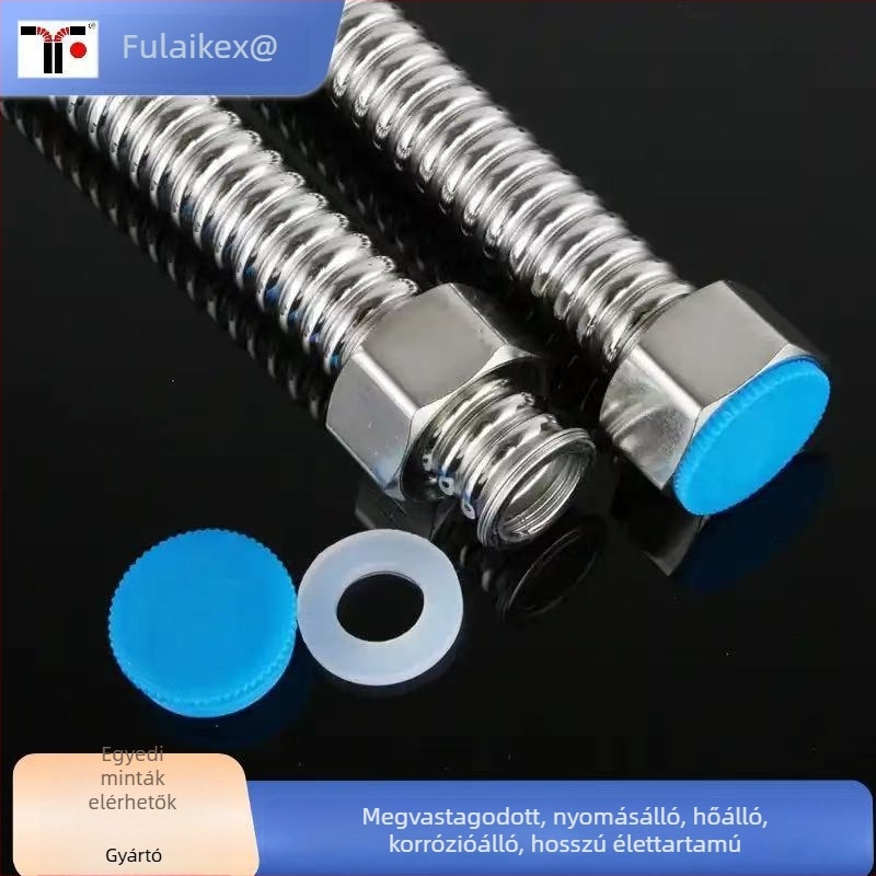 Fulix 304 rozsdamentes acél hullámos fémcső, robusztus robbanásbiztos bojlerhez – hideg/forró víz be-/kimeneti vezeték DN8-DN4000