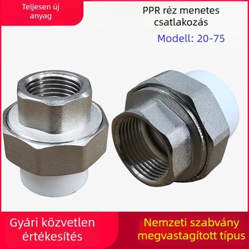 PPR réz belső menetes összekötő vízvezetékekhez (20–63 mm) hőforrasztásos csatlakozás