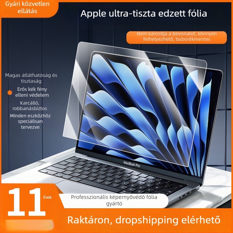 MacBook Air M2 13 hüvelykes edzett kijelzővédő fólia, kékfény-szűrő