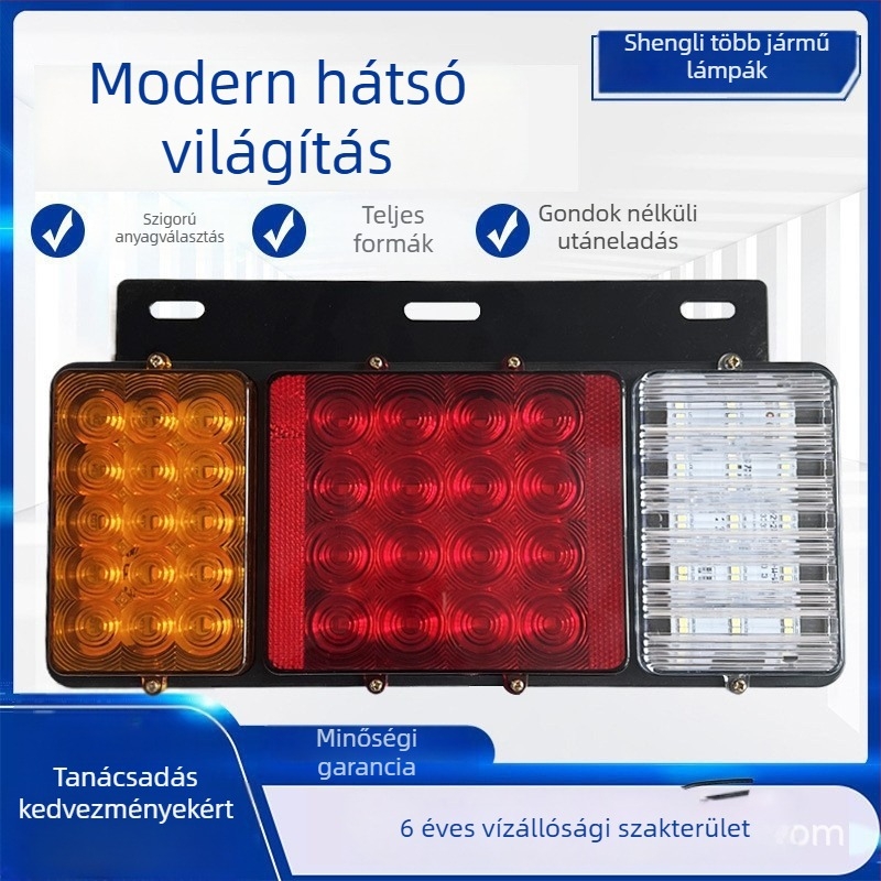 LED hátsó lámpa vas kerettel, PC-ABS, 12/24V, 3W, teherautókhoz és mezőgazdasági járművekhez