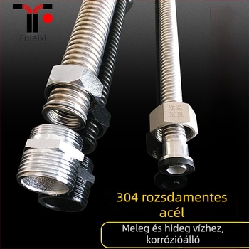 Forró- és hidegvíz be-/kimeneti vezeték, 304 rozsdamentes acél bordázott cső, 1/2 hüvelykes magasnyomású