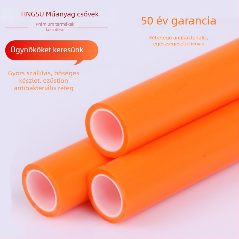 Hongsu PPR narancssárga meleg- és hidegvíz cső, 3 m, modell 20-32, otthoni felhasználásra