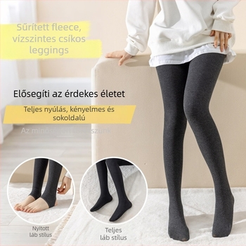 Lábfejfedéses leggings, meleg bélés, magas derekú, csíkos dizájn