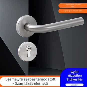 Rozsdamentes acél tűzvédelmi ajtó kilincs-zár, modell Mbs001, modern minimalist stílus, kilincs opciók: egy görbületű, derékszögű, kettős görbület