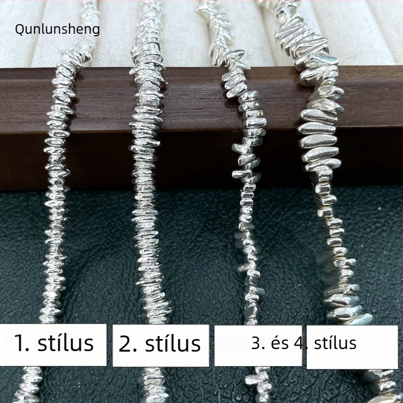 Group Lvsheng S925 ezüst – DIY nyaklánc és karkötőhöz szabad gyöngyök, Barokk stílusú, antik és alma alakú gyöngyök