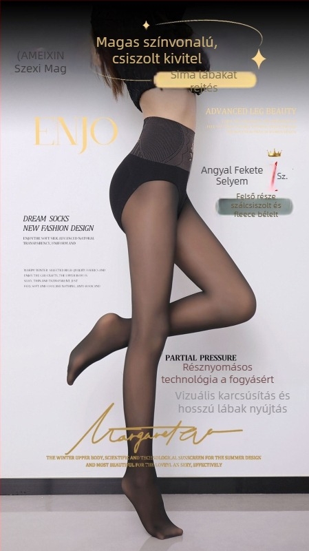 Nylon harisnya 50D haskontrollal és fenékemeléssel, fleece belső bélés, természetes átlátszóság