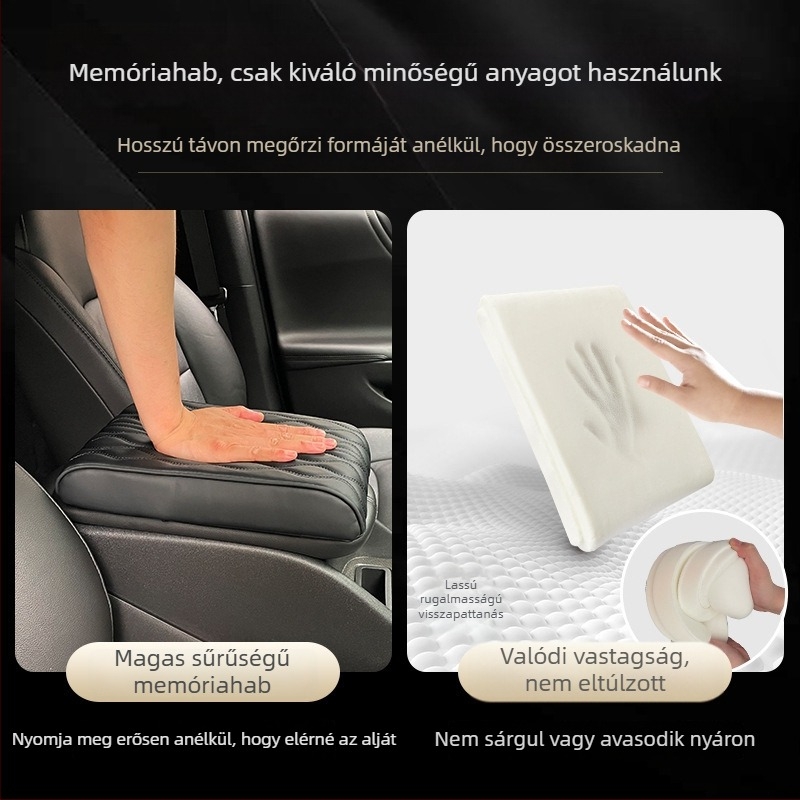 Autó középső kartámasz magasságító párna, bőr bevonattal, Bakishi márka, kompatibilis a kihajtható középső kartámasz dobozhoz