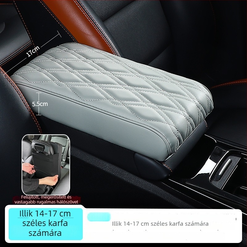 Autó középső kartámasz magasságító párna, bőr bevonattal, Bakishi márka, kompatibilis a kihajtható középső kartámasz dobozhoz