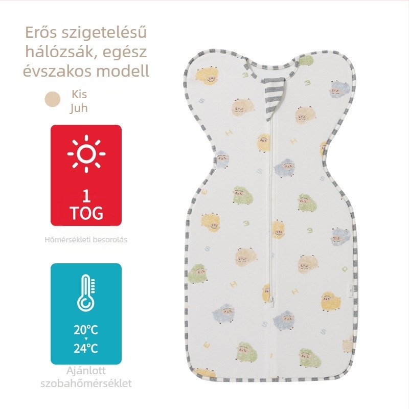 100% pamut babaszvaddle hálózsák, kokoon stílusban, újszülötteknek, minden évszakra