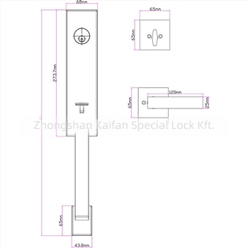 Cinkötvözetből készült ajtófogantyú-zár — modern, minimalist design, testreszabható, alkalmas fa- és acél ajtókhoz