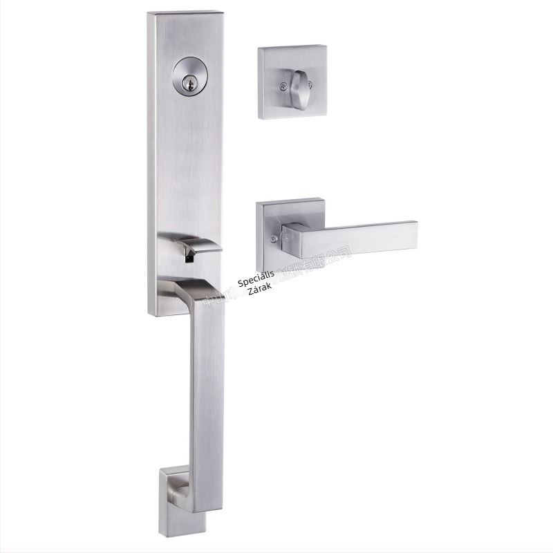 Cinkötvözetből készült ajtófogantyú-zár — modern, minimalist design, testreszabható, alkalmas fa- és acél ajtókhoz